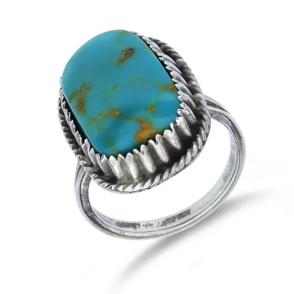 Vintage Native American Sterling Silver on sale Turquoise Ring SR-2054